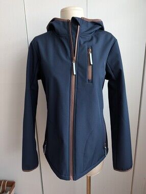 Women's Navy Hooded Softshell Jacket